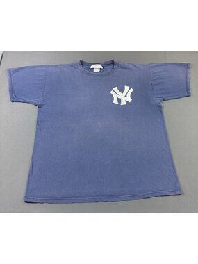 Rare Vintage 90s New York Yankees Baseball MLB Sun Fade XL Navy Blue Shirt Promo